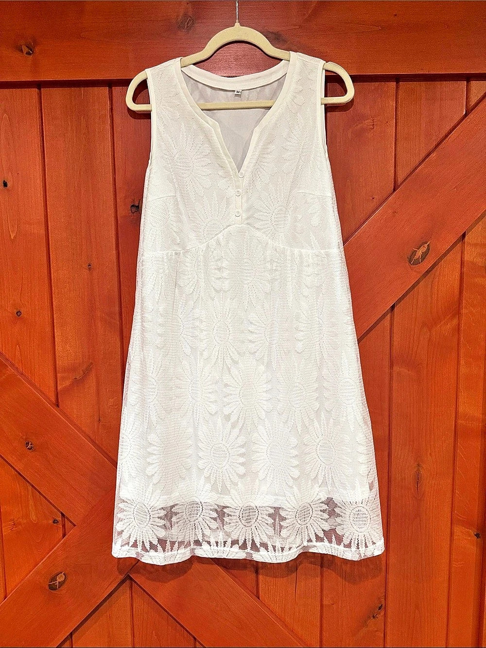 White Floral Lace Mini Dress Like New